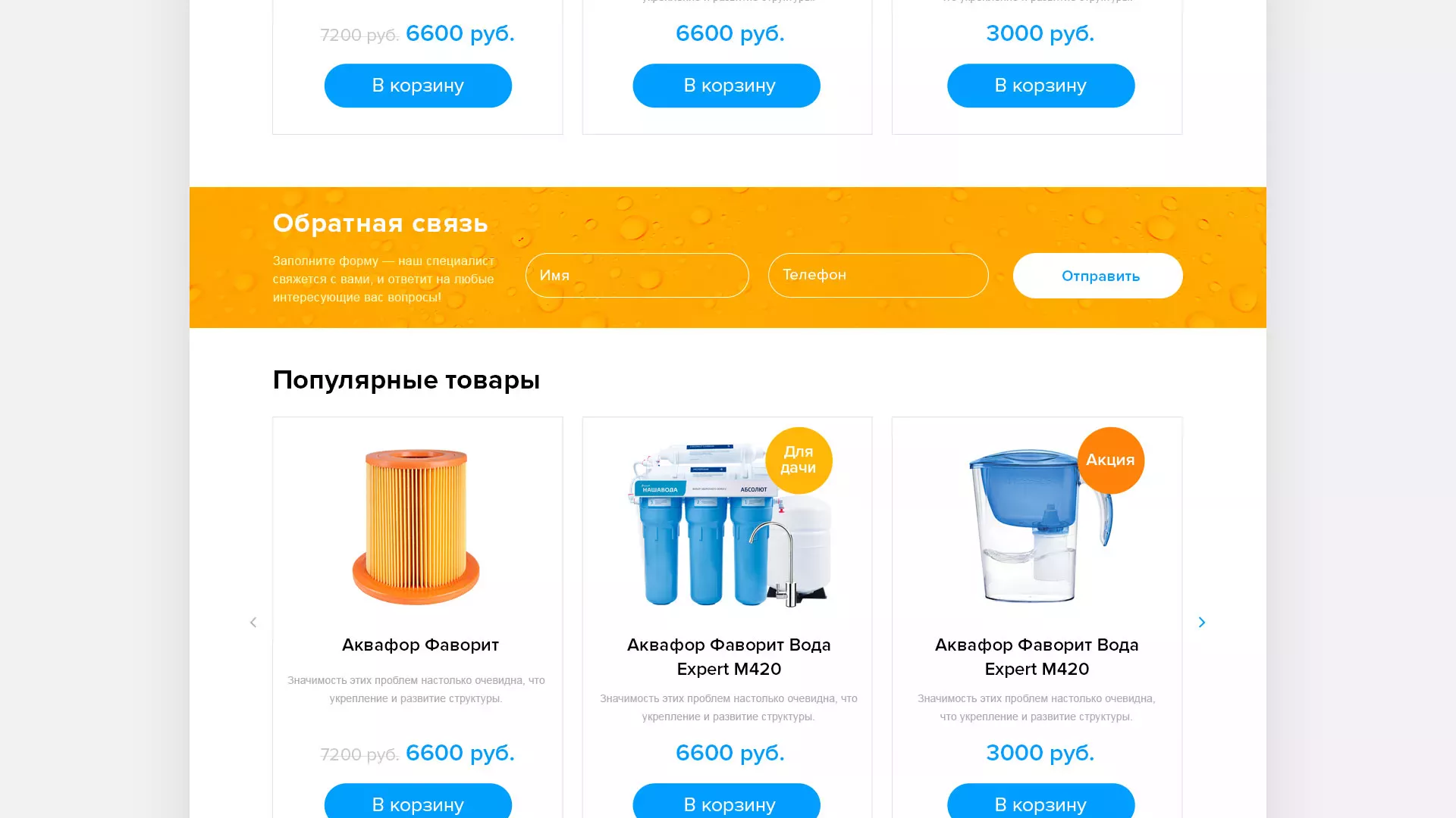 Создание интернет-магазина «Водолей» по продаже фильтров очистных сооружений в Вилючинске