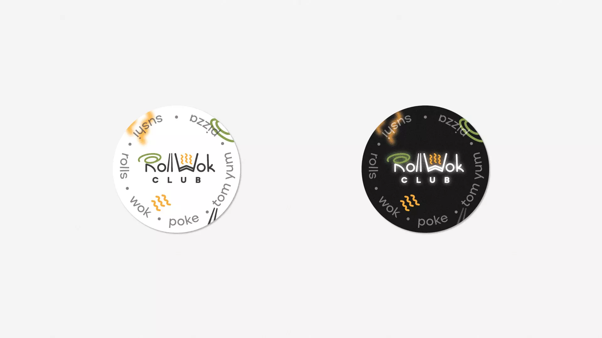 Разработка наклеек для суши-бара «Roll Wok Club» в Вилючинске