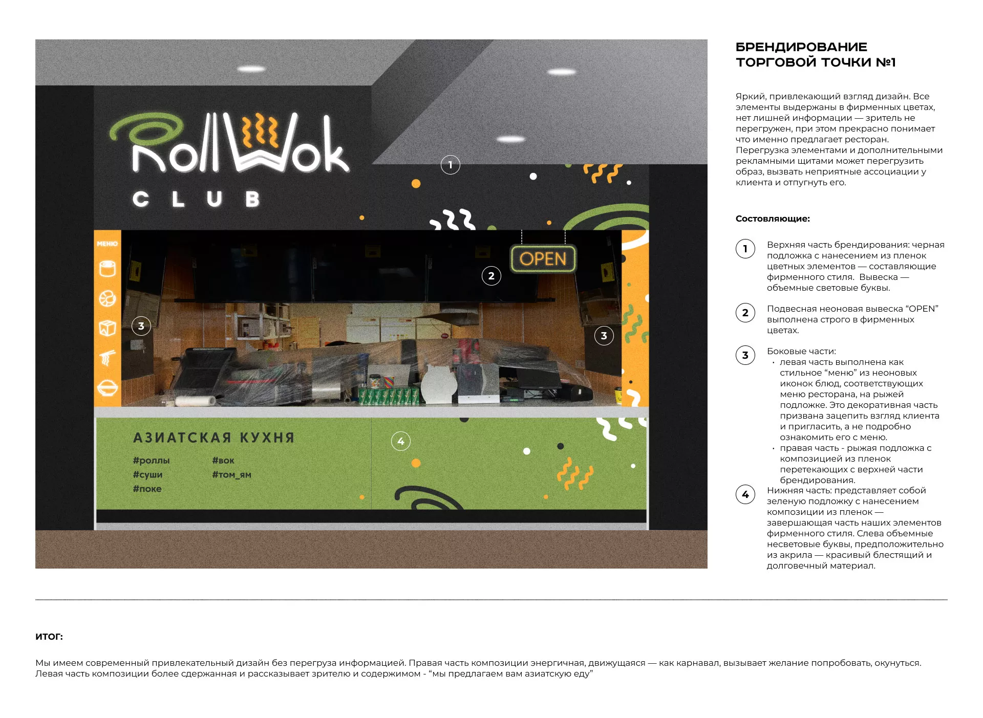 Брендирование торговых точек суши-бара «Roll Wok Club» в Вилючинске